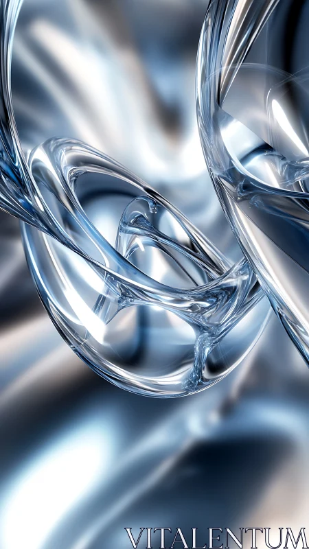 Glistening liquid chrome swirls in a calm futuristic dance.