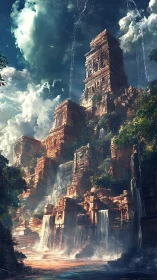 Sky-drinking temple city rises through mist and waterfalls