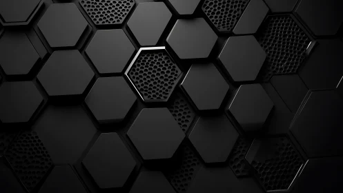 Bold black hexagon wall celebrates sleek geometric depth