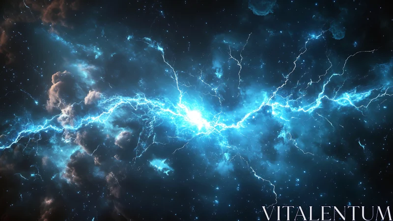 Stellar lightning rift blazing through deep cosmic clouds.