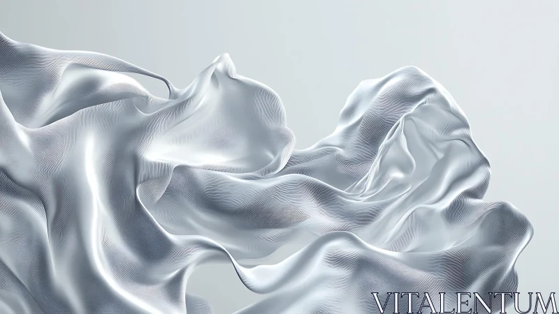 Flowing Silver Silk Fabric in Minimalist Abstract Style.