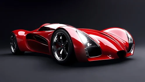 Sculpted red hypercar concept under studio key lighting.