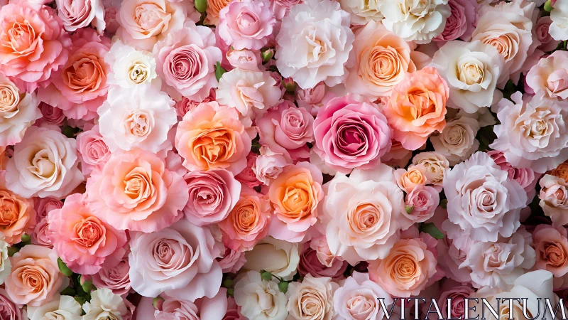 Layered Rose Arrangement in Pastel Tones.