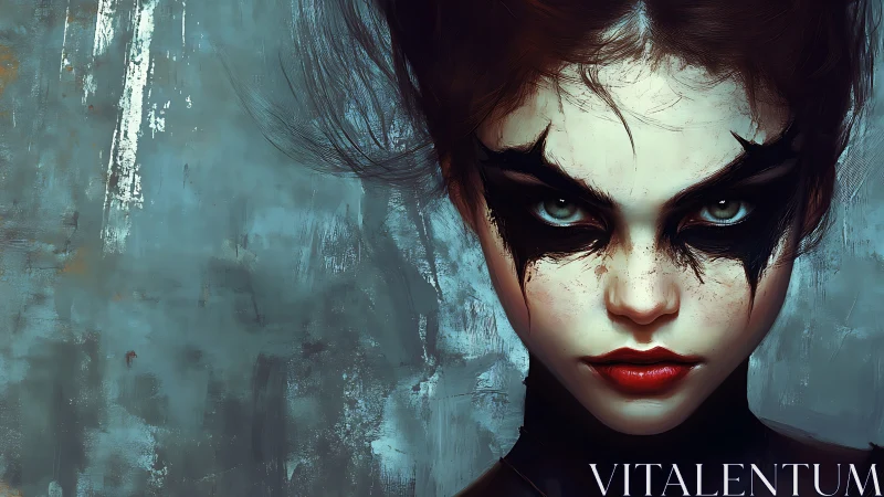 Dark-eyed digital portrait with intense direct gaze.