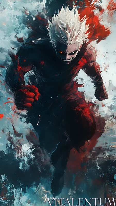 Rogue comet of fury sprints through a storm of broken color