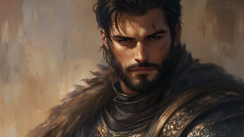 Battle-worn knight portrait rendered in luminous digital painting