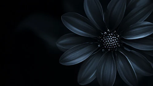 Dark Daisy Flower Against Black Background With Light Study