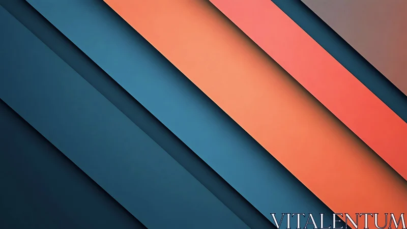 Diagonal layered bands in teal and coral minimal composition
