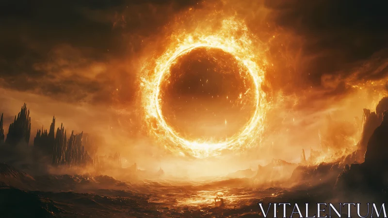 Fiery Gateway Portal Opens in Apocalyptic Landscape