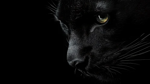High-Contrast Feline Portrait: Golden Eyes Against Deep Shadow.