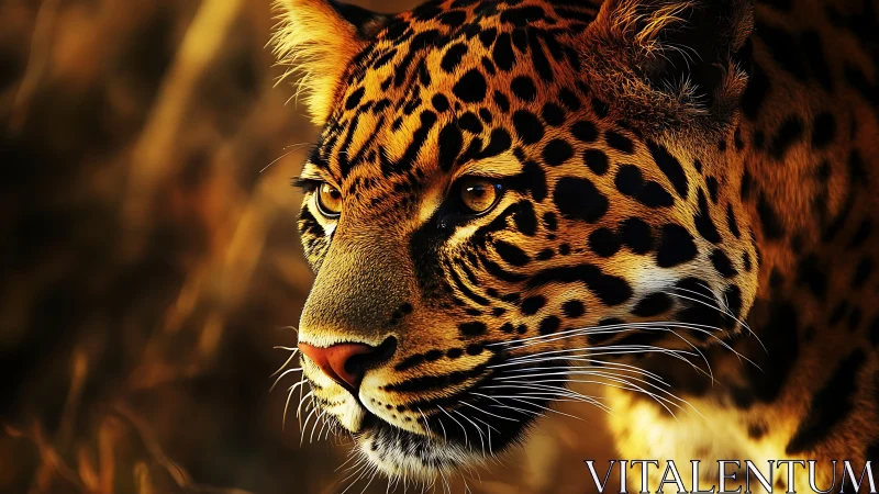Jaguar Portrait with Specular Highlights and Warm Chromatic Rendering