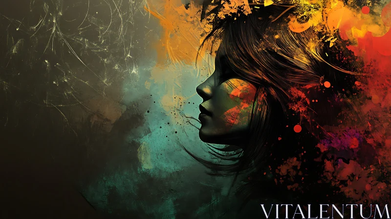 Profile silhouette merges with vibrant abstract color bursts