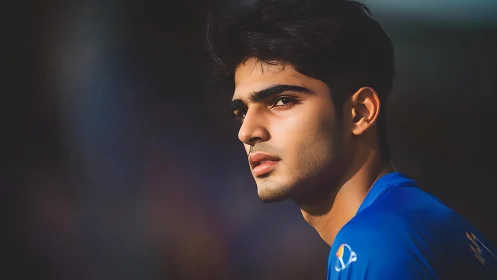 Side-lit male portrait with shallow depth, high contrast tonality