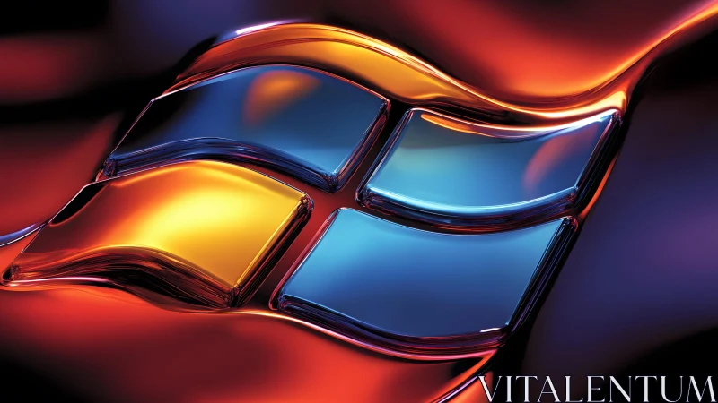 Glossy Windows Logo in Vibrant Abstract Digital Art Style.