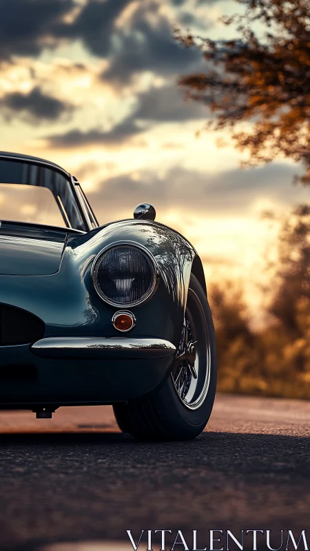 Sunset-graced classic coupe lingers at the edge of the road
