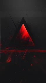 Crimson triangle ignites a dark cosmic field of sparks.