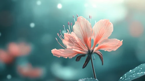 Delicate Coral Flower with Backlighting and Bokeh Depth.