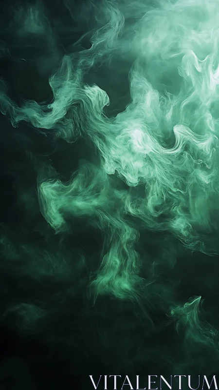 Green smoke swirls form layered, semi-transparent wisps