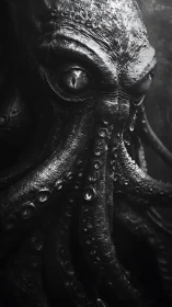 Monochrome sea monster looms from the abyss with cold intent