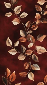 Botanical branches on deep red textured background.