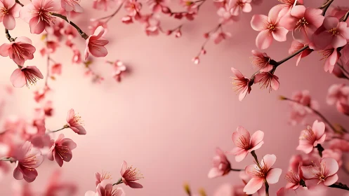 Delicate Cherry Blossoms Dancing in Soft Pink Light.