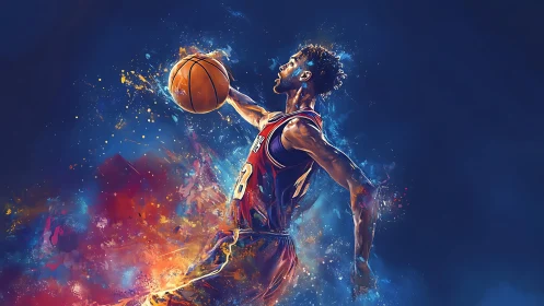 Electric court comet soars through neon-splashed midnight sky