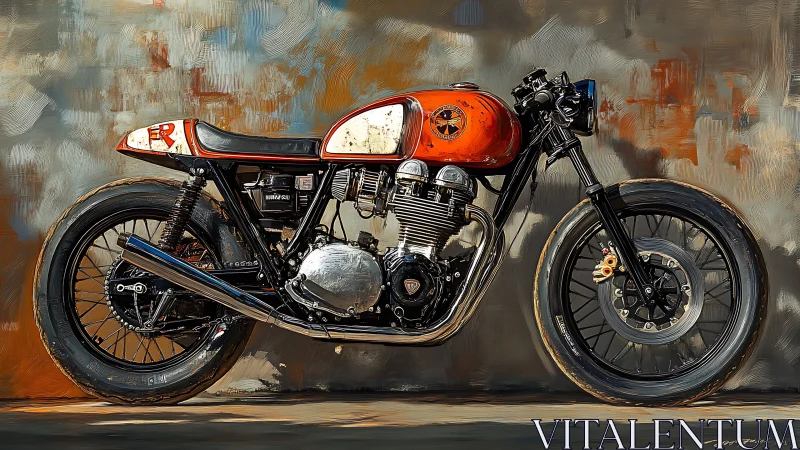Vintage-style café racer motorcycle is depicted in profile