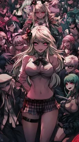 Dominant blonde antihero leads crimson-eyed anime horde.