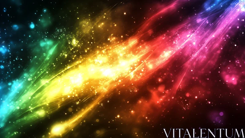 Multicolor nebula light streaks with particle scatter field