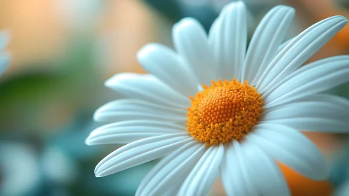 White Daisy with Yellow Center in Close Focus