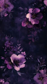Purple and Pink Flowers Against Dark Background