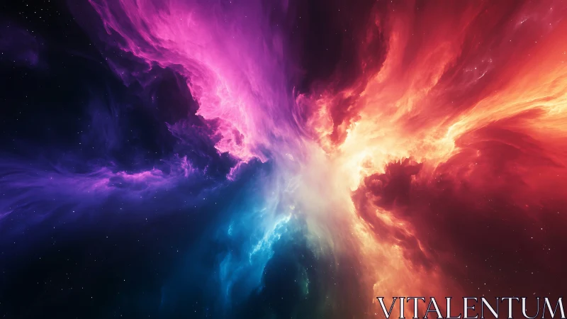 Digital nebula convergence with prismatic radial energy field.