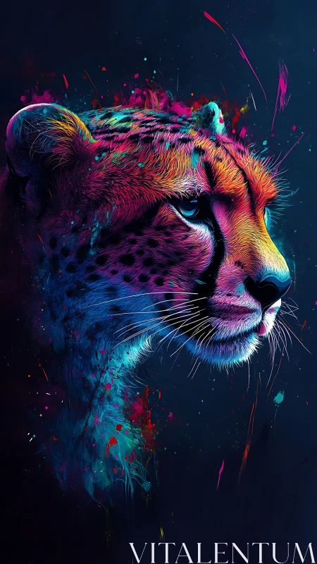Chromatic cheetah profile in high-saturation neon spectrum.