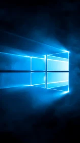 Glowing blue window of light opening into a calm digital night.