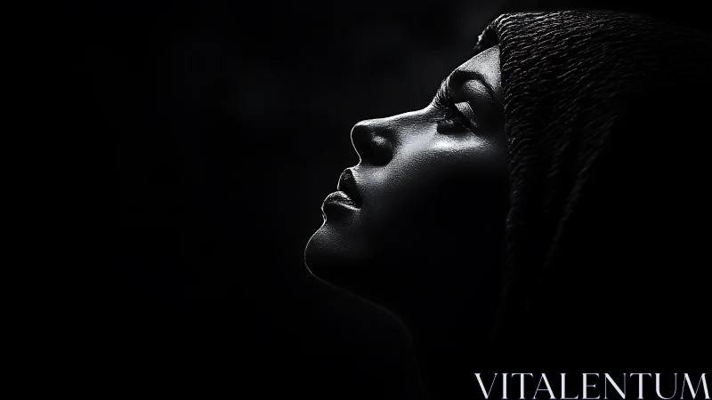 Glimmering profile in the dark quietly turns toward light