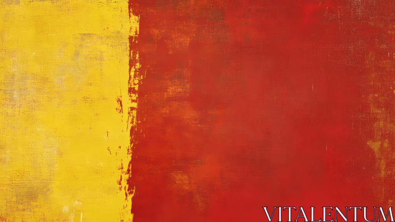 Bold Abstract Art with Yellow and Red Color Blocks, Textured Finish.