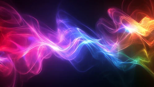 Prismatic nebula ribbons dance across a midnight digital void.