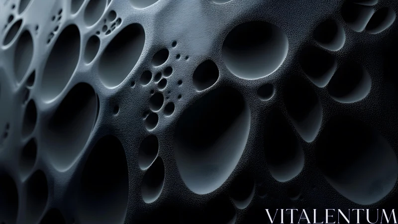 Abstract dark surface with large circular holes, modern 3D texture.