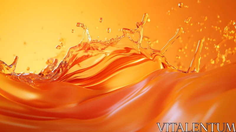 Vivid Splash of Orange Liquid in Abstract Motion, Digital Art Style.
