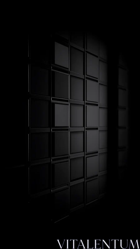 Midnight grid of glossy black panels in cinematic shadow play.