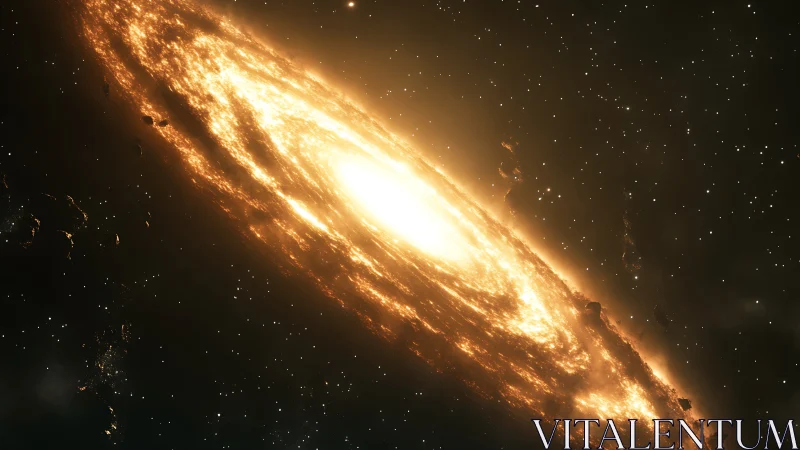 Stellar inferno galaxy ring with molten luminous core in space.