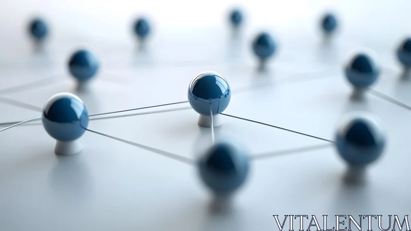 3D network sphere array with shallow depth-of-field focus.