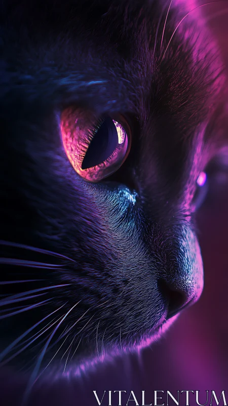 Neon Cat Eye Close-Up with Vibrant Glow.