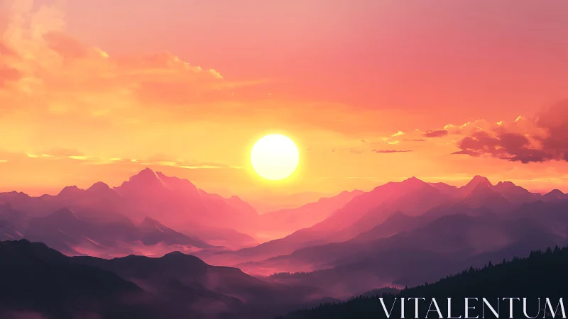 Sunfire spills over rose-tinted mountain dreamscapes.