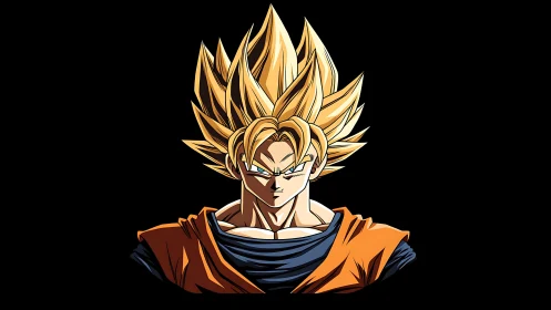 Anime cel-shaded heroic bust with dynamic radial hair silhouette.