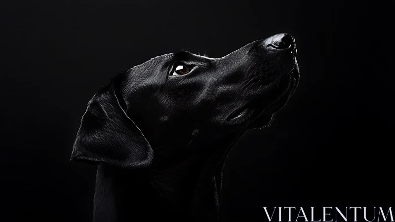 Profile of black labrador in dramatic low key lighting.