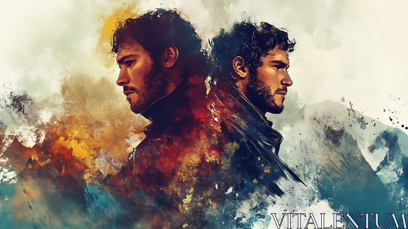Brooding double portrait splits fire and ice atmospheres.