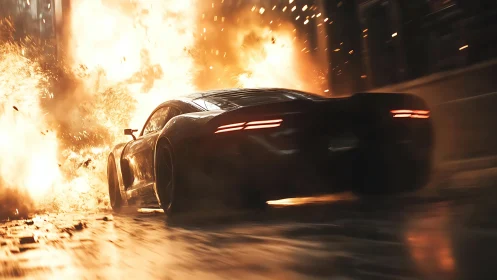 Firestorm-streaked supercar slices through a night of sparks