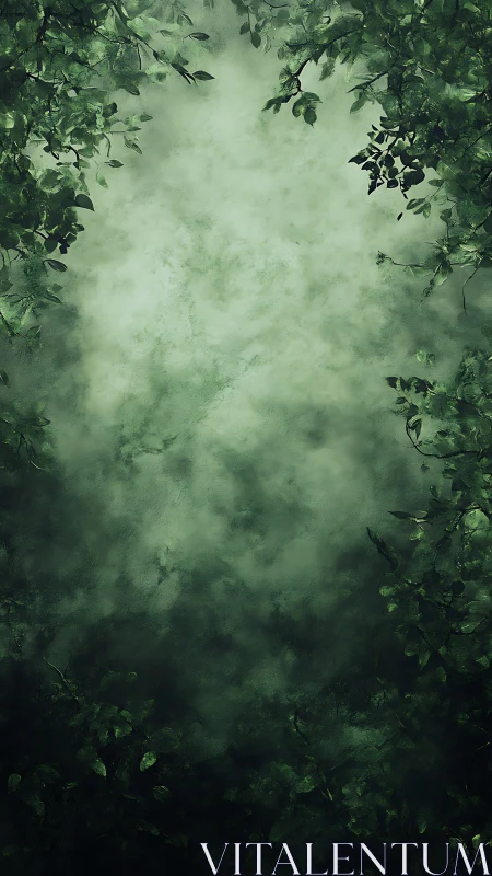 Foliage Frame Composition with Central Void Space