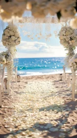 Optically luminous beachfront aisle with cascading florals.